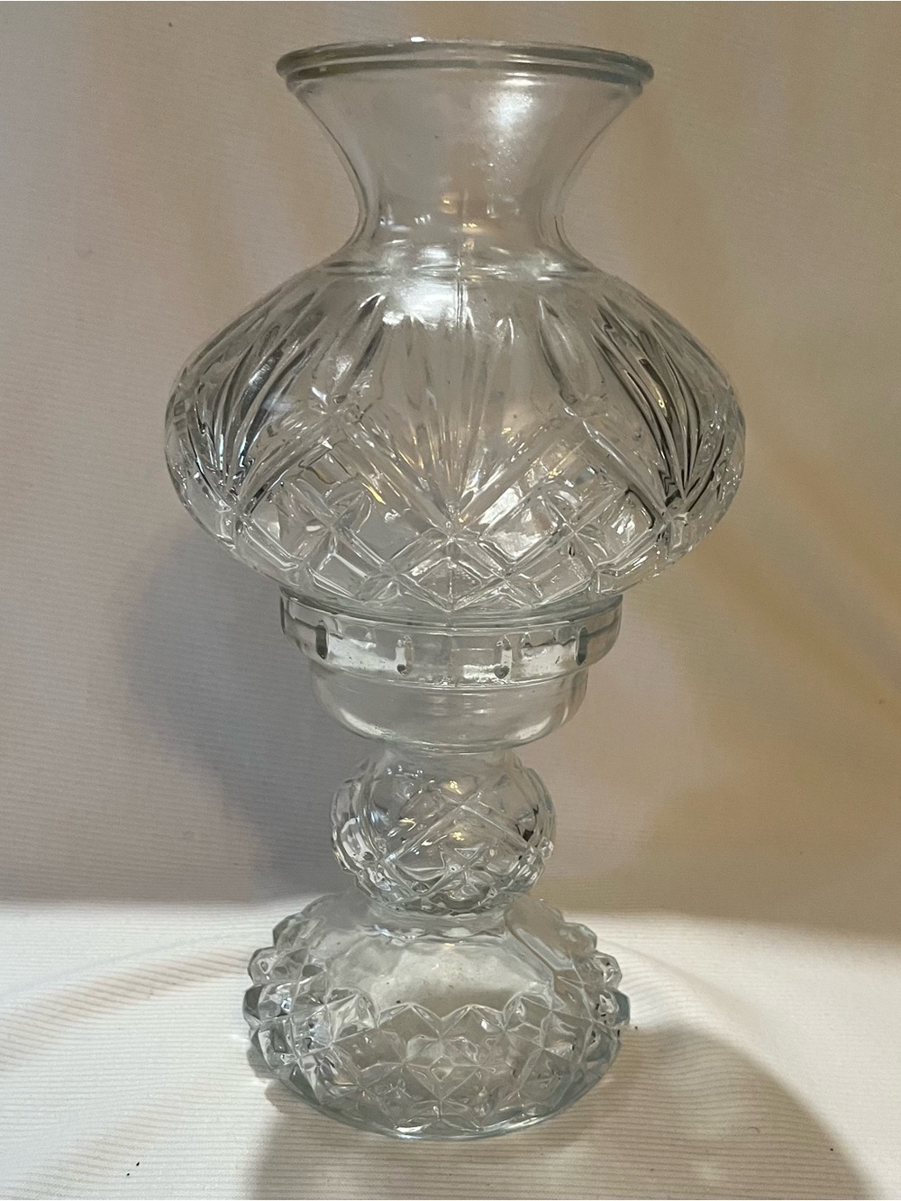 Vintage Clear Glass Cut Hurricane Fairy Lamp “Fiona”